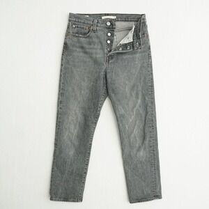 Levis Premium Wedgie Straight Jeans Womens Size 26 Gray Wash Denim